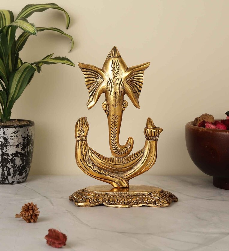 Lord Ganesha Gold Aluminium IdolShare By Purestory