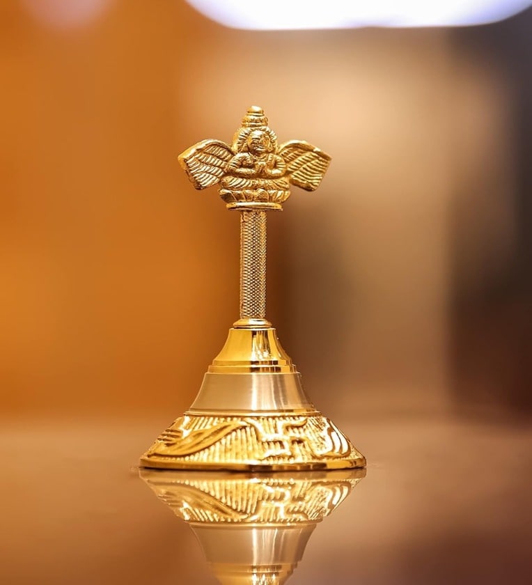 Gold Polish Pooja Garuda Bell Ghanti 4 InchesShare By VoiDrop