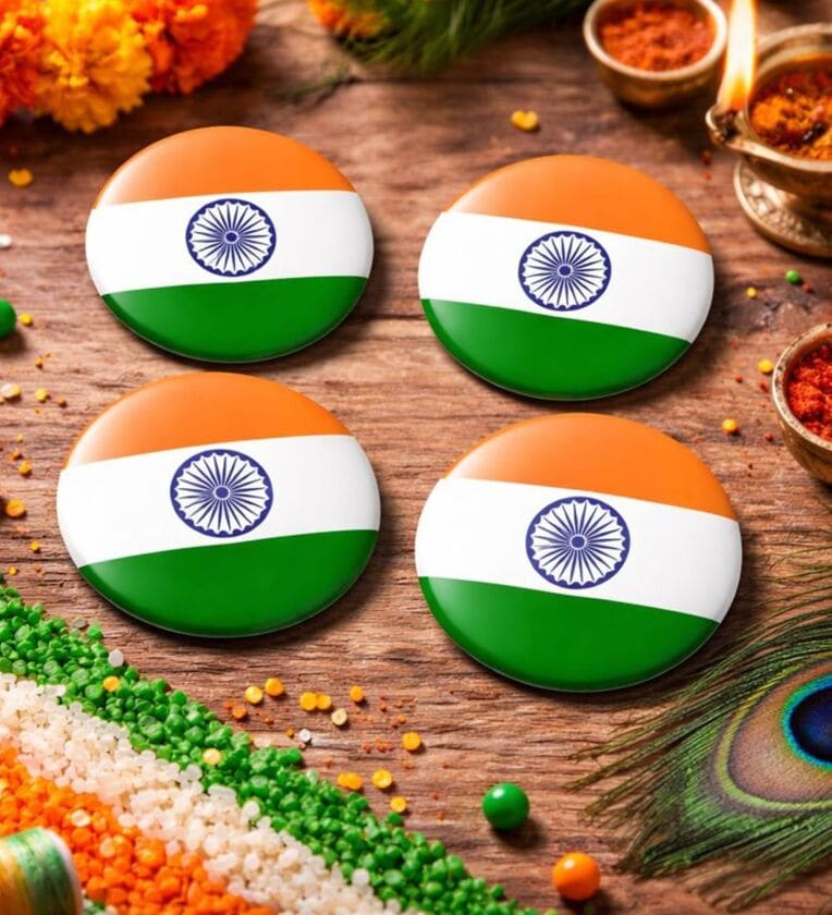 4.5 cm Indian Flag Pin Badges Pack of 4Share By Regalo