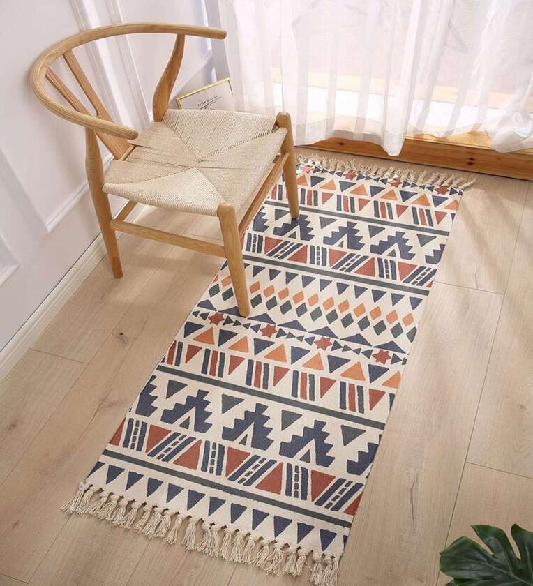 Multicolor Geometric Cotton 34x21 Inches Max Absorbant Floor MatShare By Inside Styles