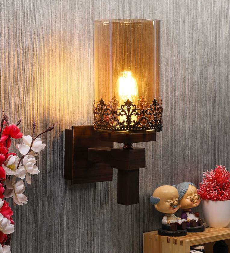 Wooden Wall Mounted Uplight Sconce (Brown)Share By Eliante by Jainsons Lights