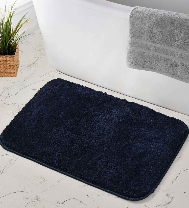 Blue Geometric Microfiber 16X24 Inches Anti Skid Door MatsShare By Maa Home Concept