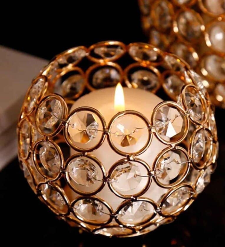 Brass & Crystal T- Light HolderShare By Fashion Bizz
