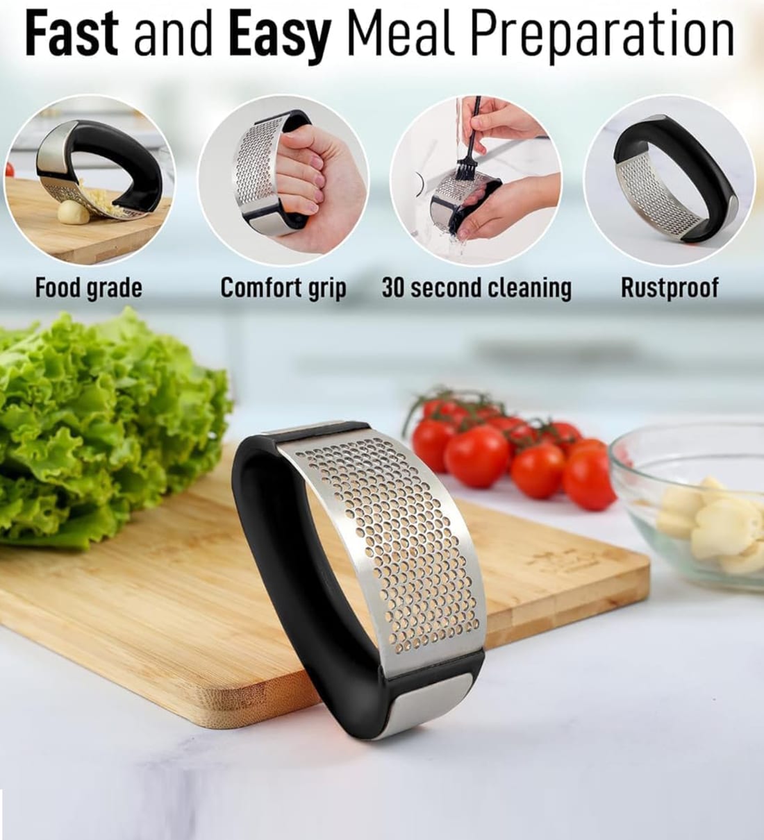 Kitchen Stainless Garlic Press Garlic MincerShare By Wens