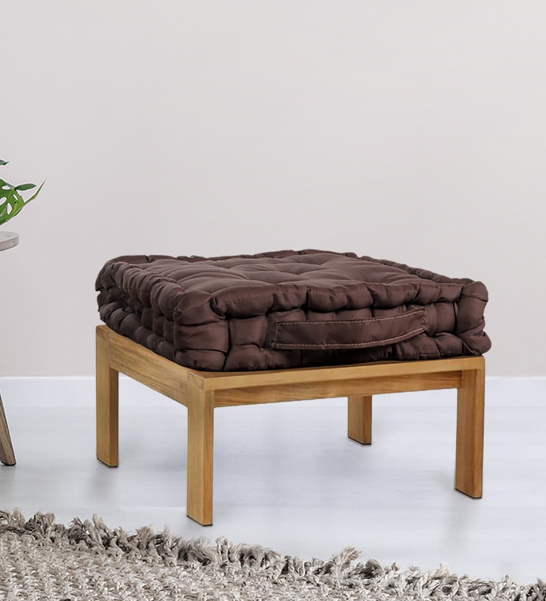 Brown Cotton Filled Solid Satin Cotton Filled 16x16 Inches Chair PadShare By Hosta Homes