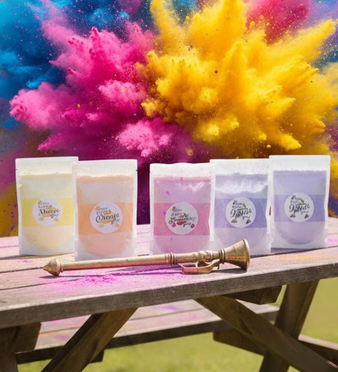 (1Pc) Assorted Neon Organic Fruit Fragrance Holi GulalShare By Wens