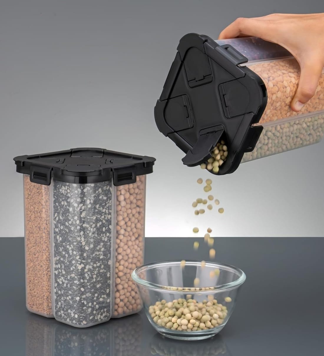 Cosmic 4 Section Transparent Container 2000MlShare By Wens