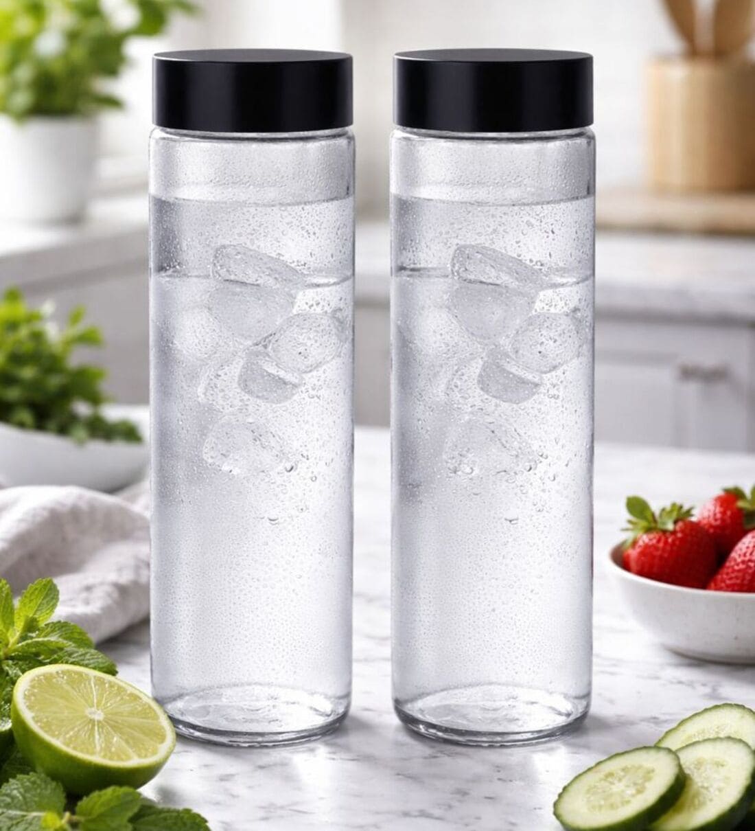 750ml Wide Mouth Glass Water Bottle Airtight Long CapShare By Regalo