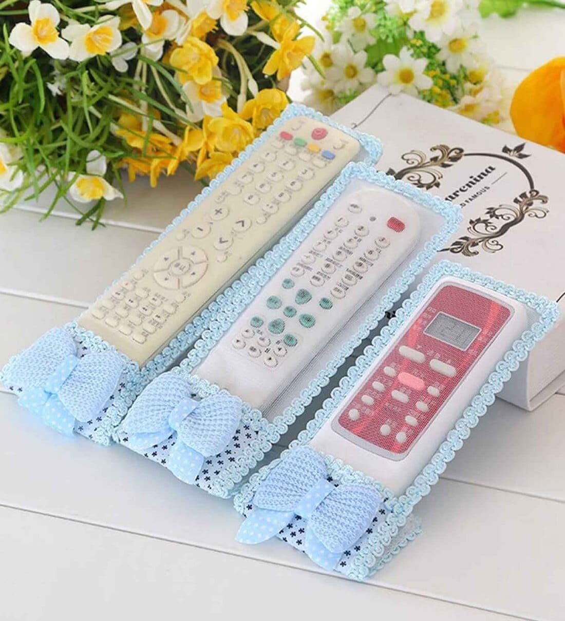 Fancy Fabric Lace Remote Cover TV AC Set Top Box Remote Control Case (Set of 3)Share By Wens
