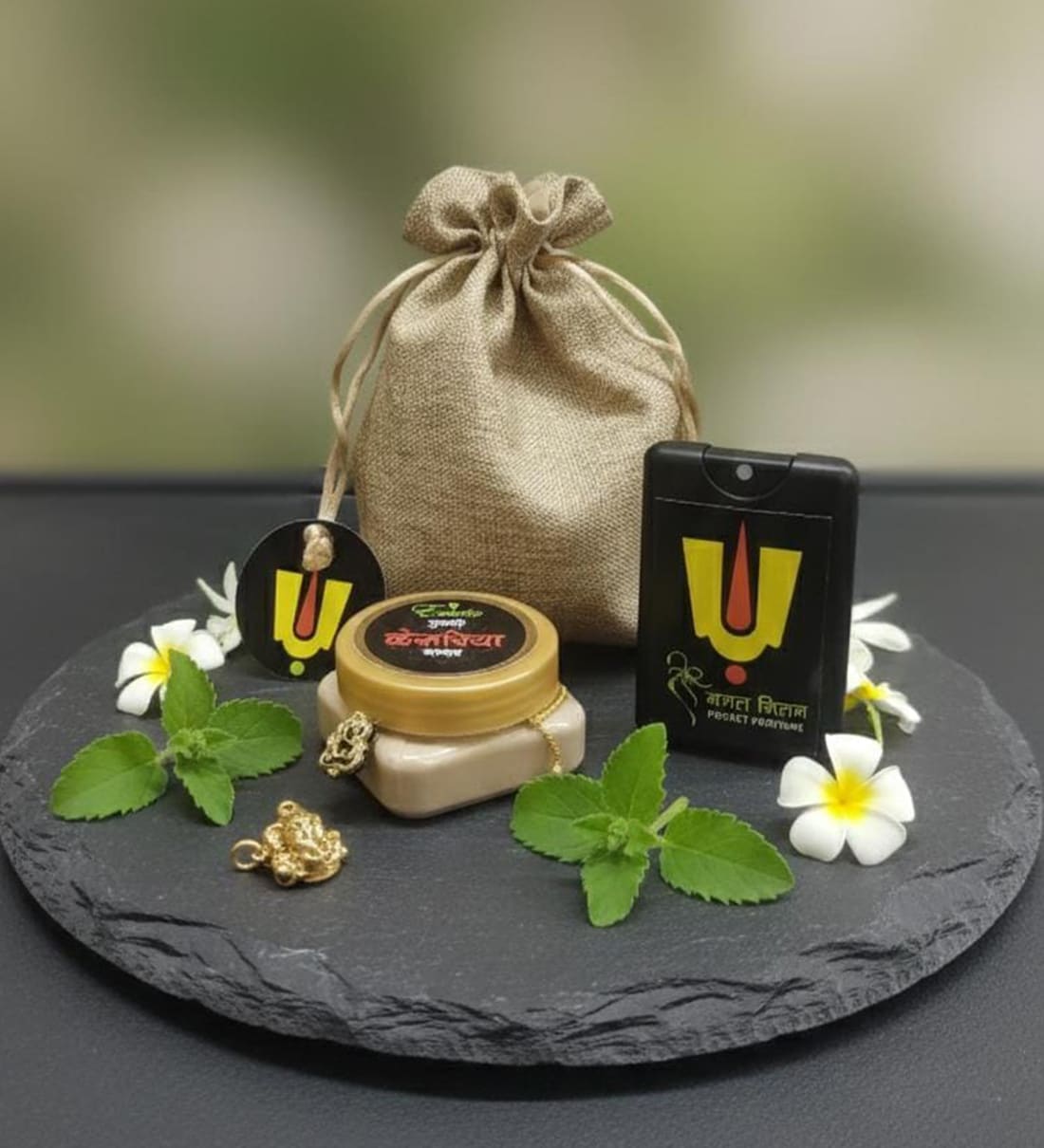 Chandan And Pocket Perfume In Potli Holi Gift PackShare By Wens