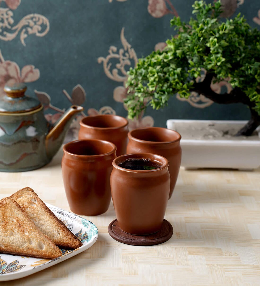 Brown Earthern Ceramic 150 ml (Set of 4 ) KulladShare By Cdi