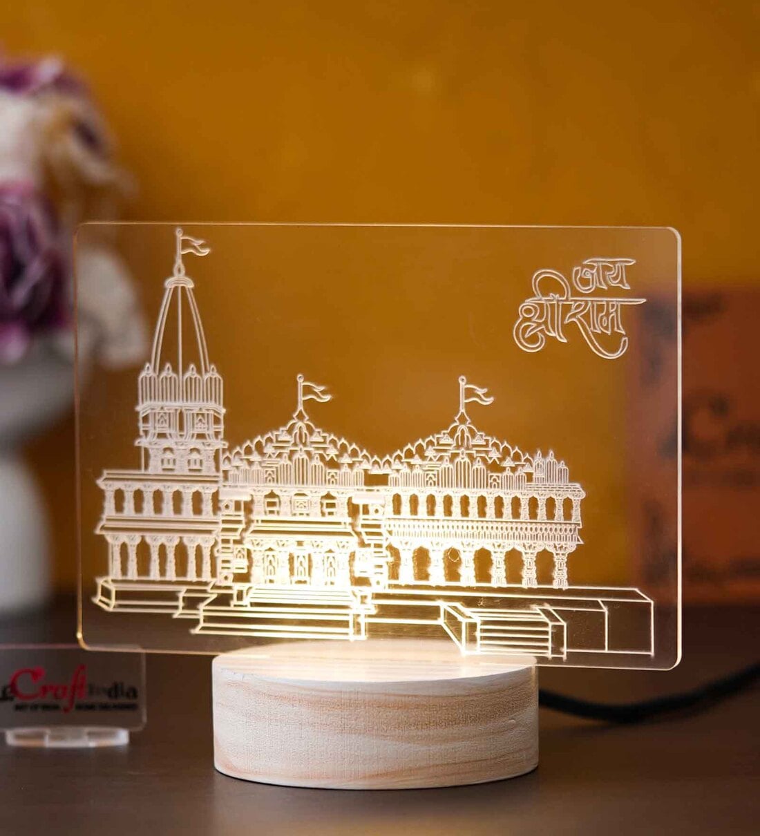 Shri Ram Mandir Ayodhya White Acrylic Religious LED Table LampShare By eCraftIndia