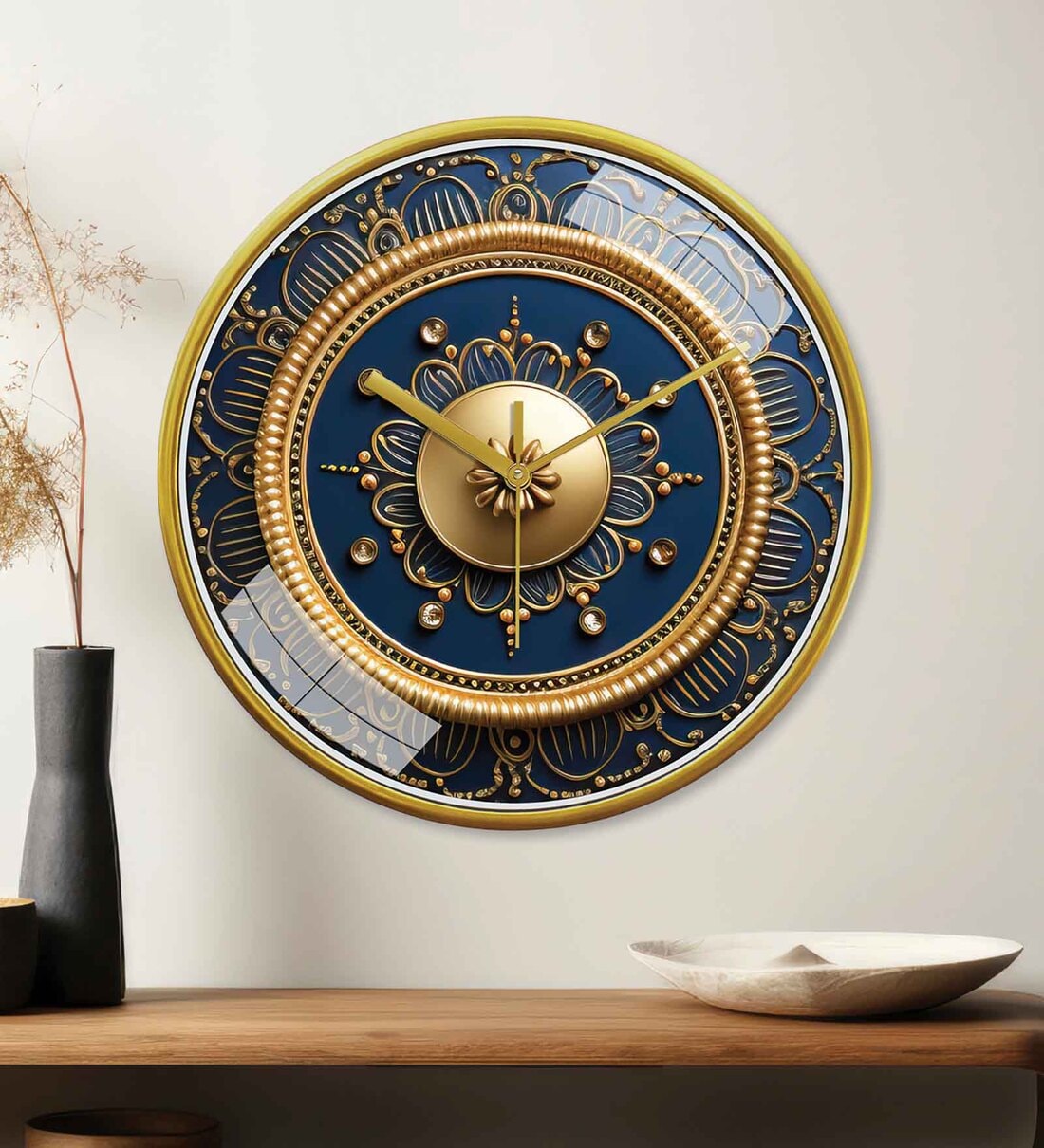 12 Inch Blue Stylish Non Ticking Silent Analog Wall ClockShare By Random