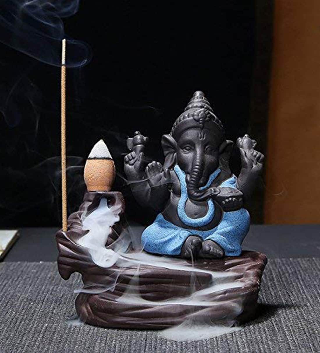 Assorted Ganesha Idol Smoke Fountain with 10 Smoke Backflow ConesShare By Wens