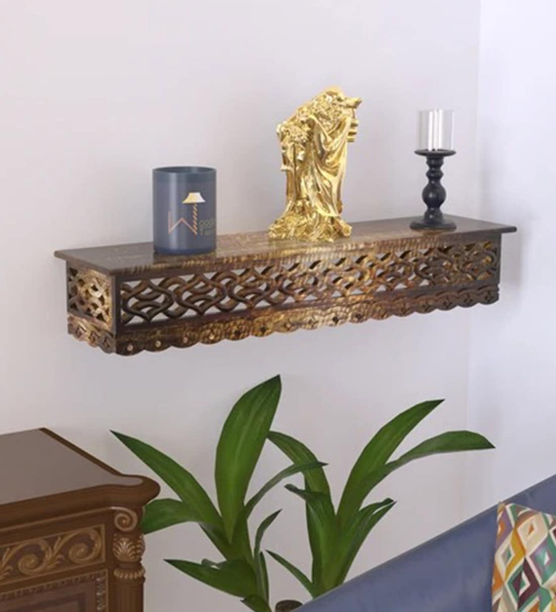 Engineered Wood Wall Shelf In Brown ColourShare By Wooden Twist