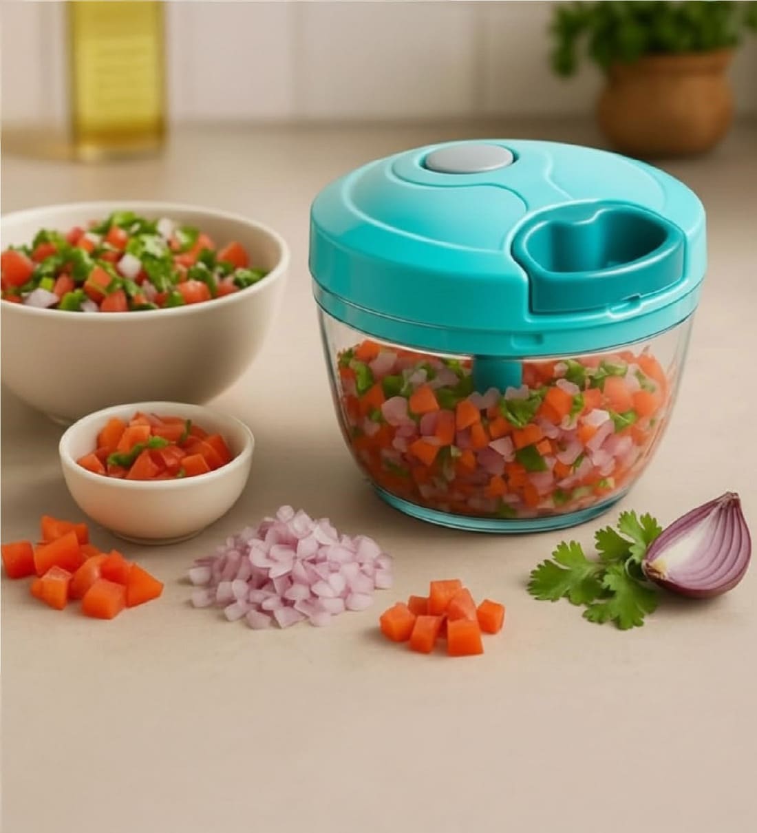 500 ml Manual Vegetable Chopper AssortedShare By 5 Needs