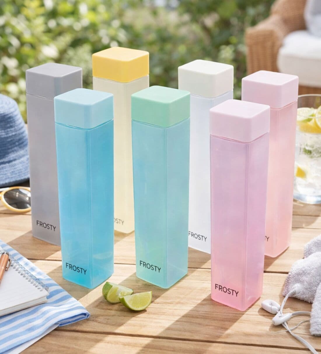 Frosty Plastic Square Water Bottle Gift Set(6 pieces, Assorted)Share By Regalo