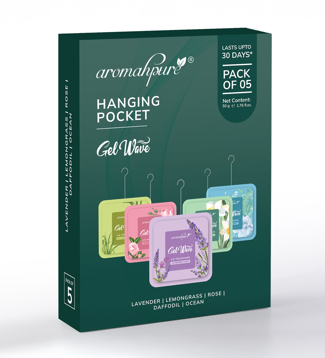 Assorted Pack of 5 Gel Wave Hanging Freshener(10g each)Share By Aromahpure