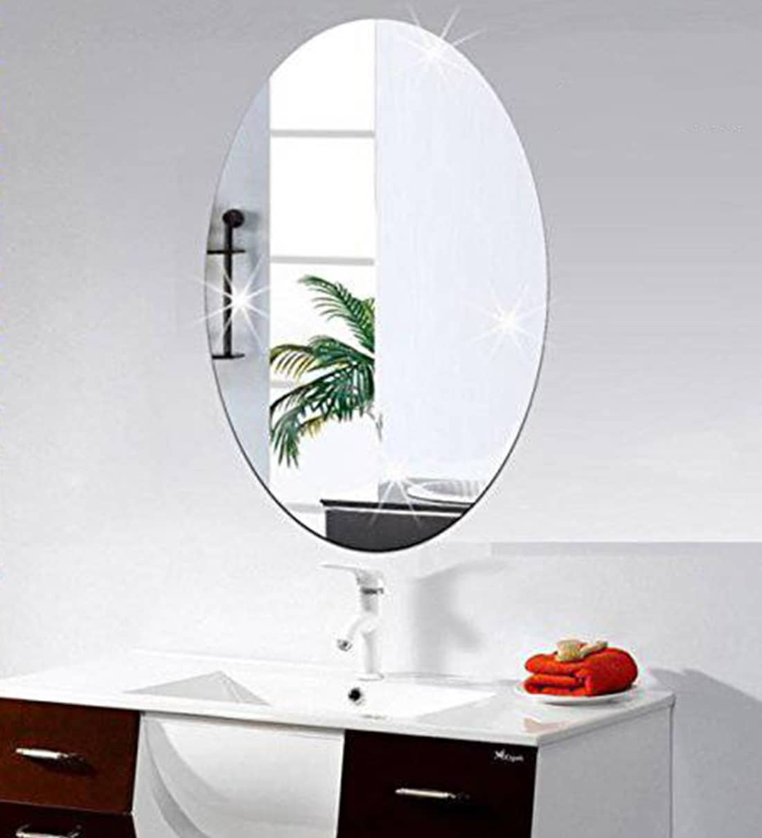 Acrylic  Wall Mount Unframed Non Glass Not Real Mirror With Adhesive TapeShare By Wens