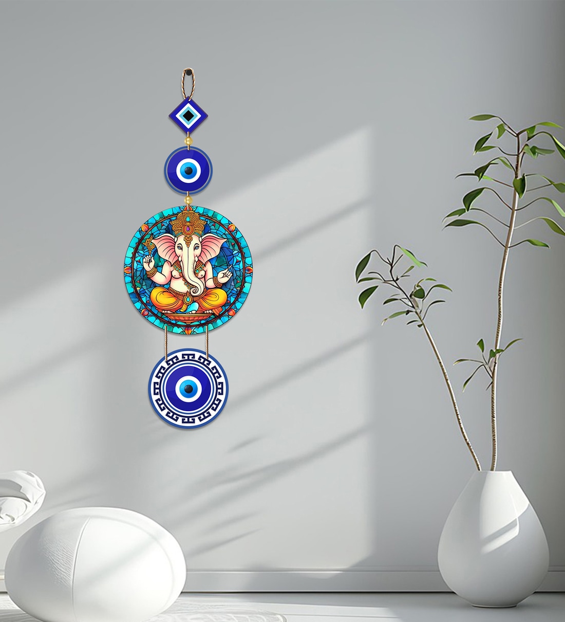 Lord Ganesha Evil Eye Wooden Wall HangingShare By Decor Smart