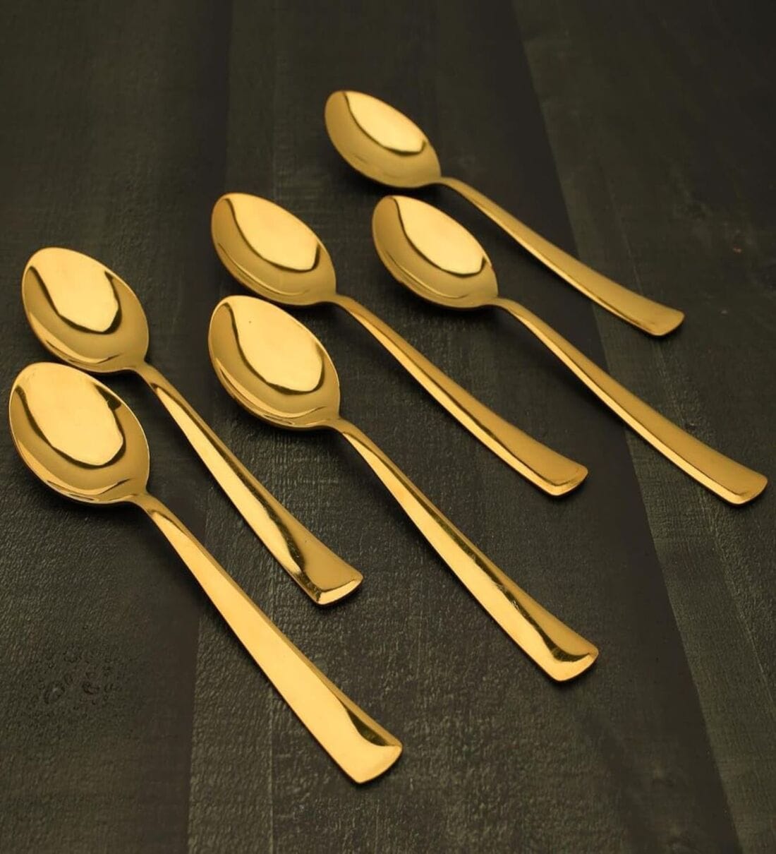 (Set of 6) Stainless Steel Dessert Spoon (Gold)Share By 5 Needs
