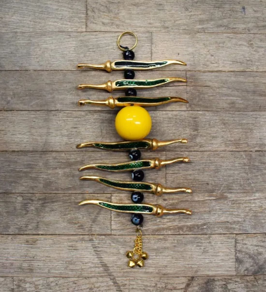 Nimbu Mirch Metal Vastu Hanging Bell Showpiece (Green)Share By Fashion Bizz