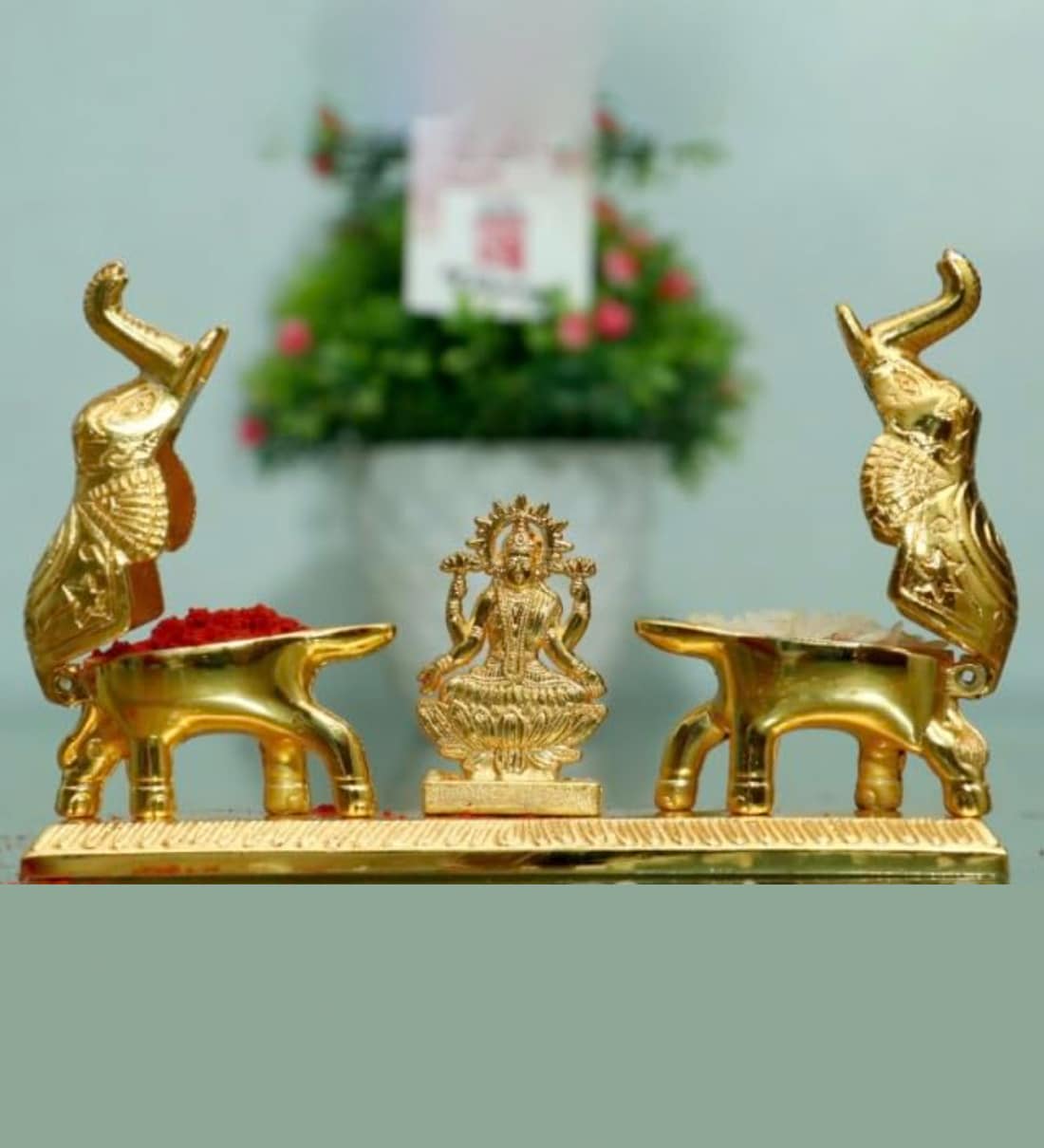 HandCrafted Lord Lakshmi Metal Roli Chawal Box (Gold)Share By Fashion Bizz