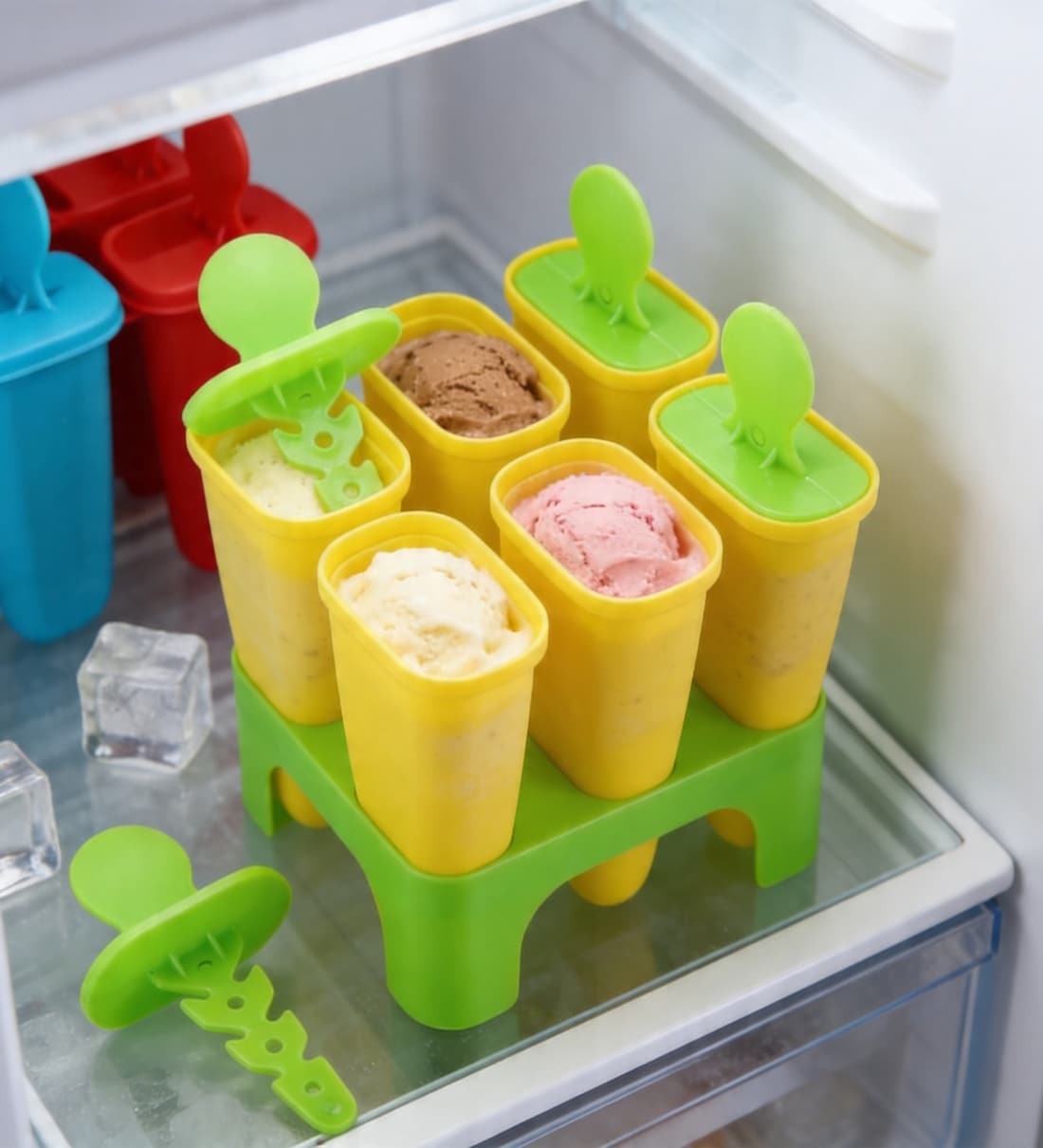 Ice Cream Maker/Kulfi Mould/Popsicle Mould Multicolor, Plastic Ice Cube TrayShare By Wens