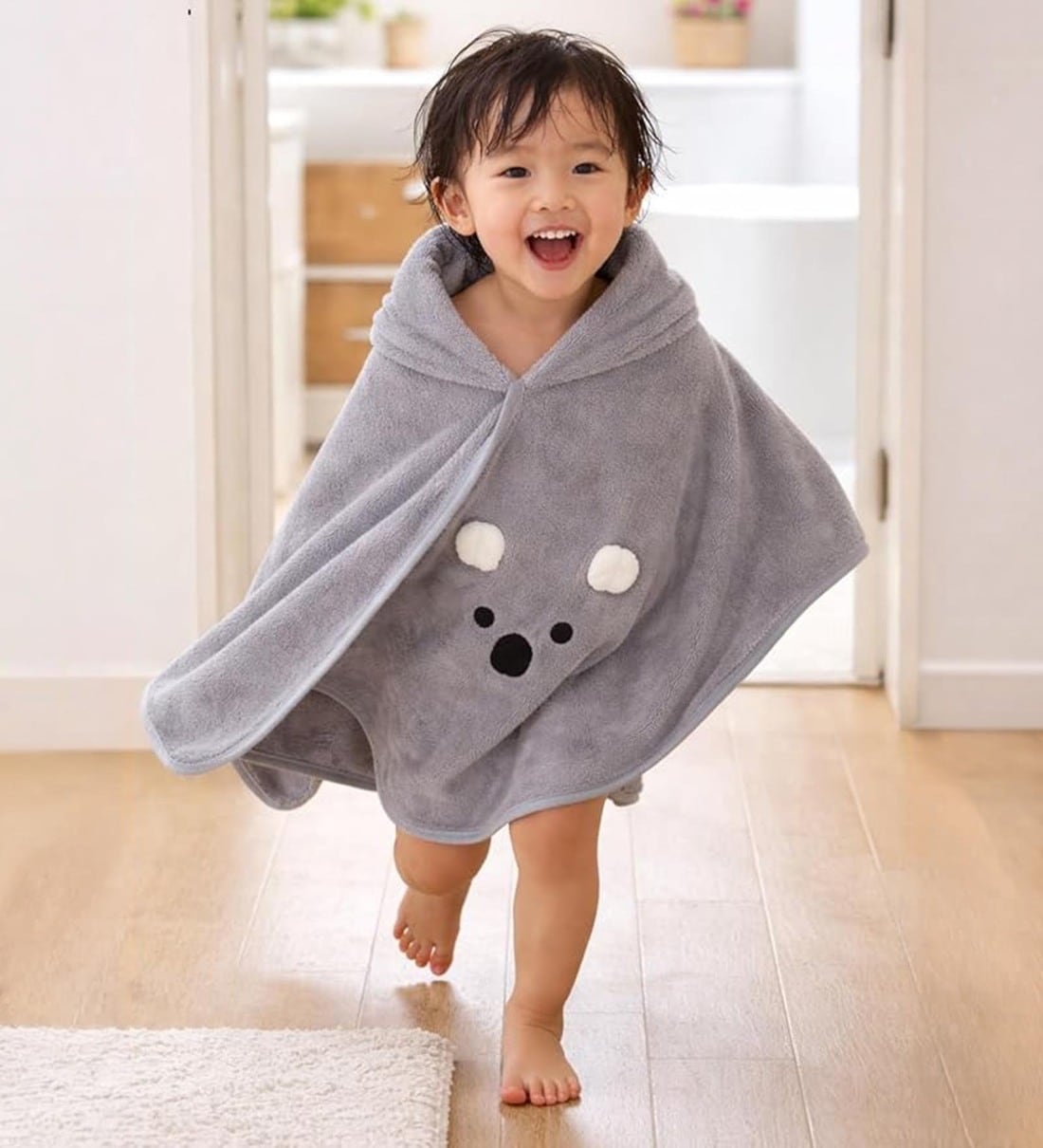 Grey Premium Microfiber Kids Bath TowelShare By VoiDrop