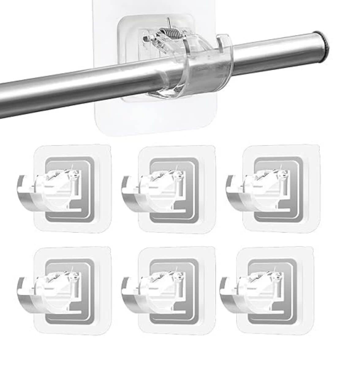 (6Pcs) No Drill Curtain Rod Brackets Holder HooksShare By Regalo