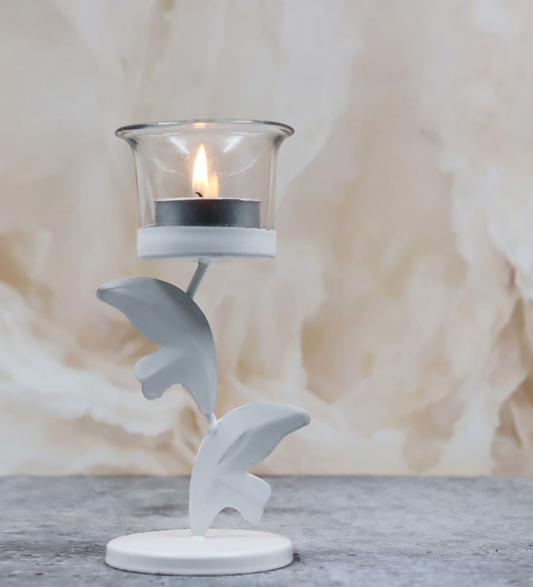 White Leaves Decorative Tealight HolderShare By Hosley