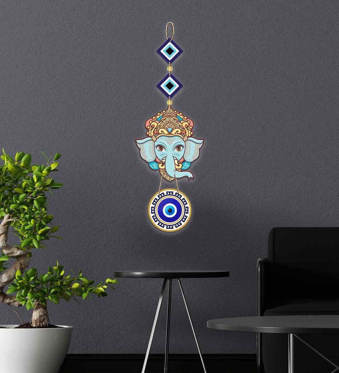 Ganesha Evil Eye Wooden Wall HangingShare By Decor Smart