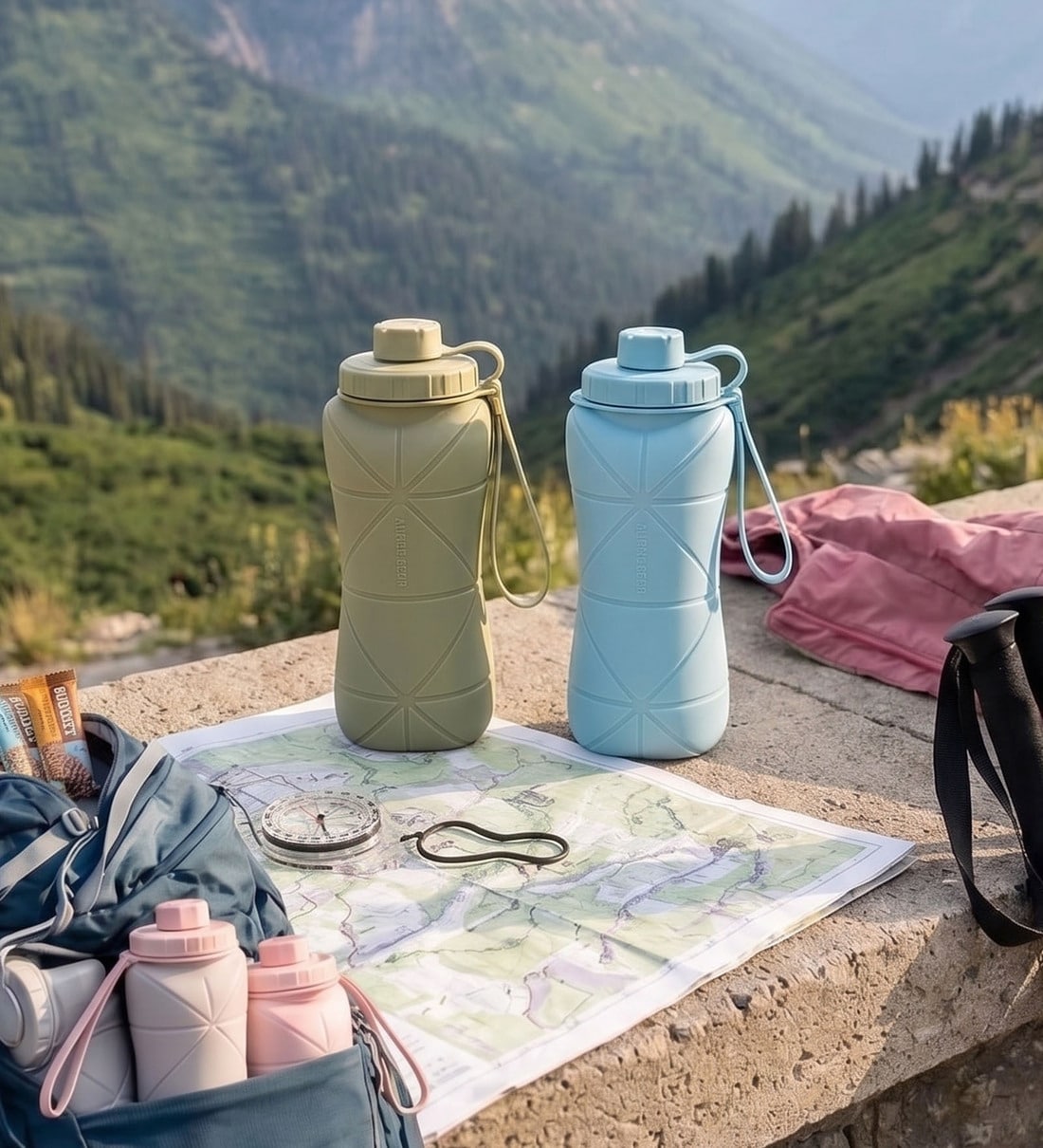 Foldable Silicone Water Bottle 610ml for Travel Gym Cycling and SportsShare By VoiDrop
