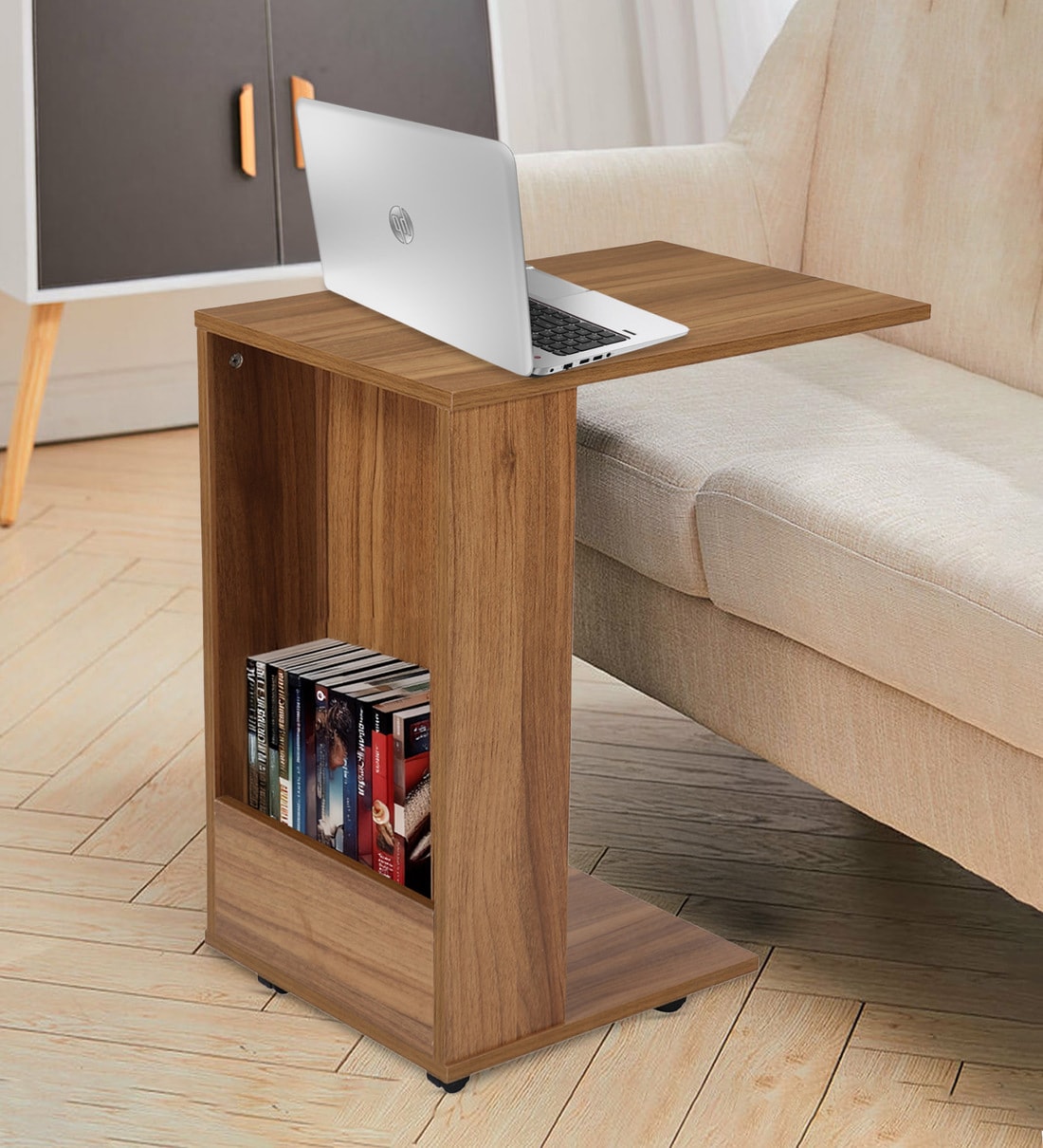 Hyoko C Shaped Table In Lyon Walnut FinishShare By Mintwud from Pepperfry