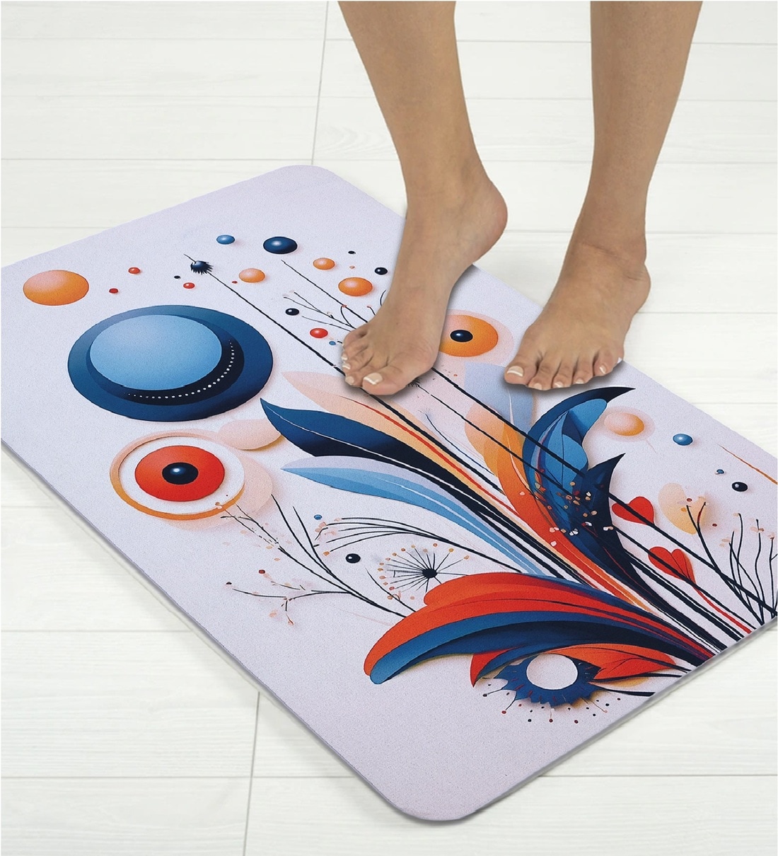 Modern Abstract Printed Rubber 22x14 Inches Anti Skid Bath MatShare By Bella True