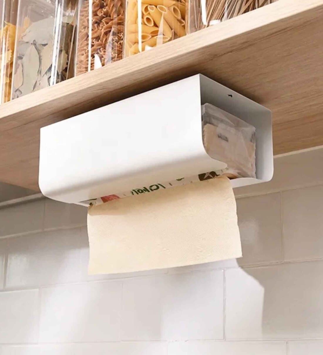 White Carbon Steel Wall Mounted Tissue Box DispenserShare By Arhat Organizers