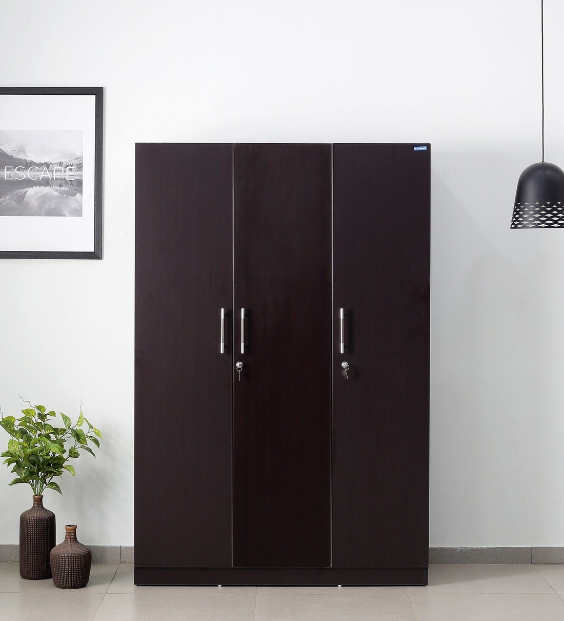 Kosmo Optima 3 Door Wardrobe In Wenge FinishShare By Spacewood