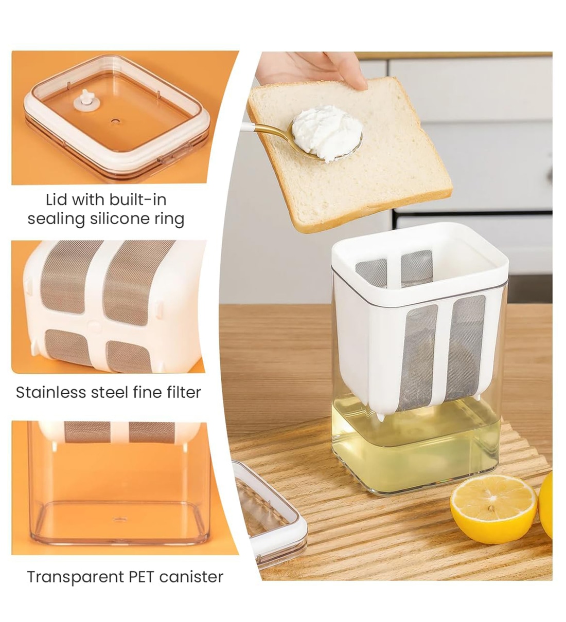 Yogurt Filter Strainer with Fine Mesh Bag & LidShare By Wens