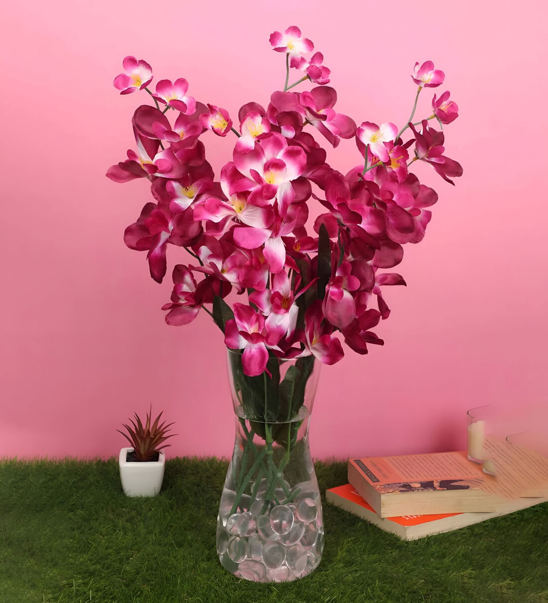 Purple Fabric Orchid Artificial Artificial FlowersShare By Casacraft from Pepperfry