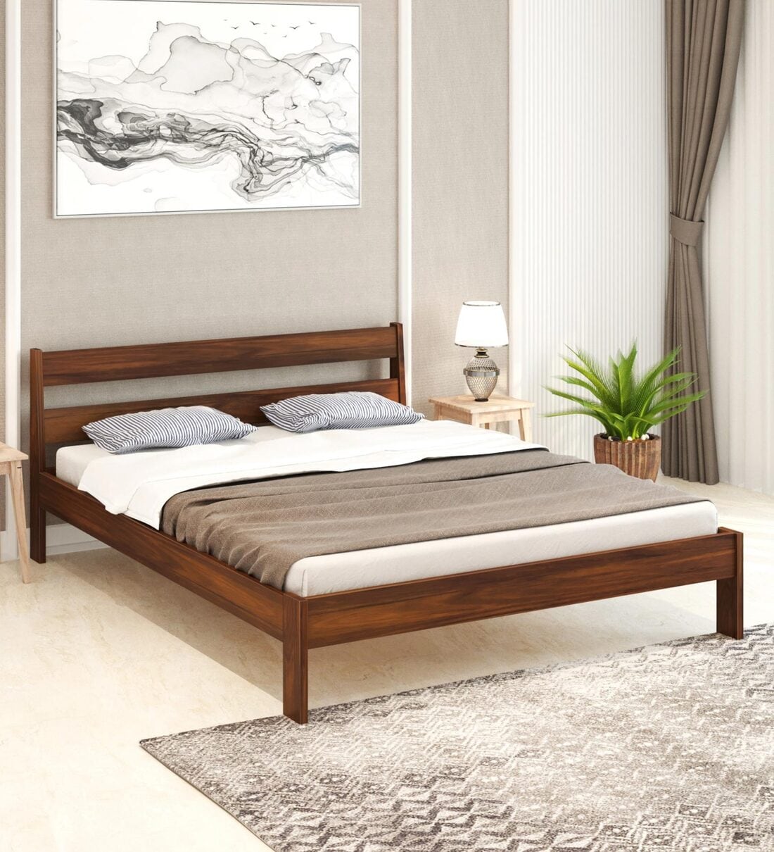 Roverb Queen Size Bed In Brown Maple FinishShare By bluewud