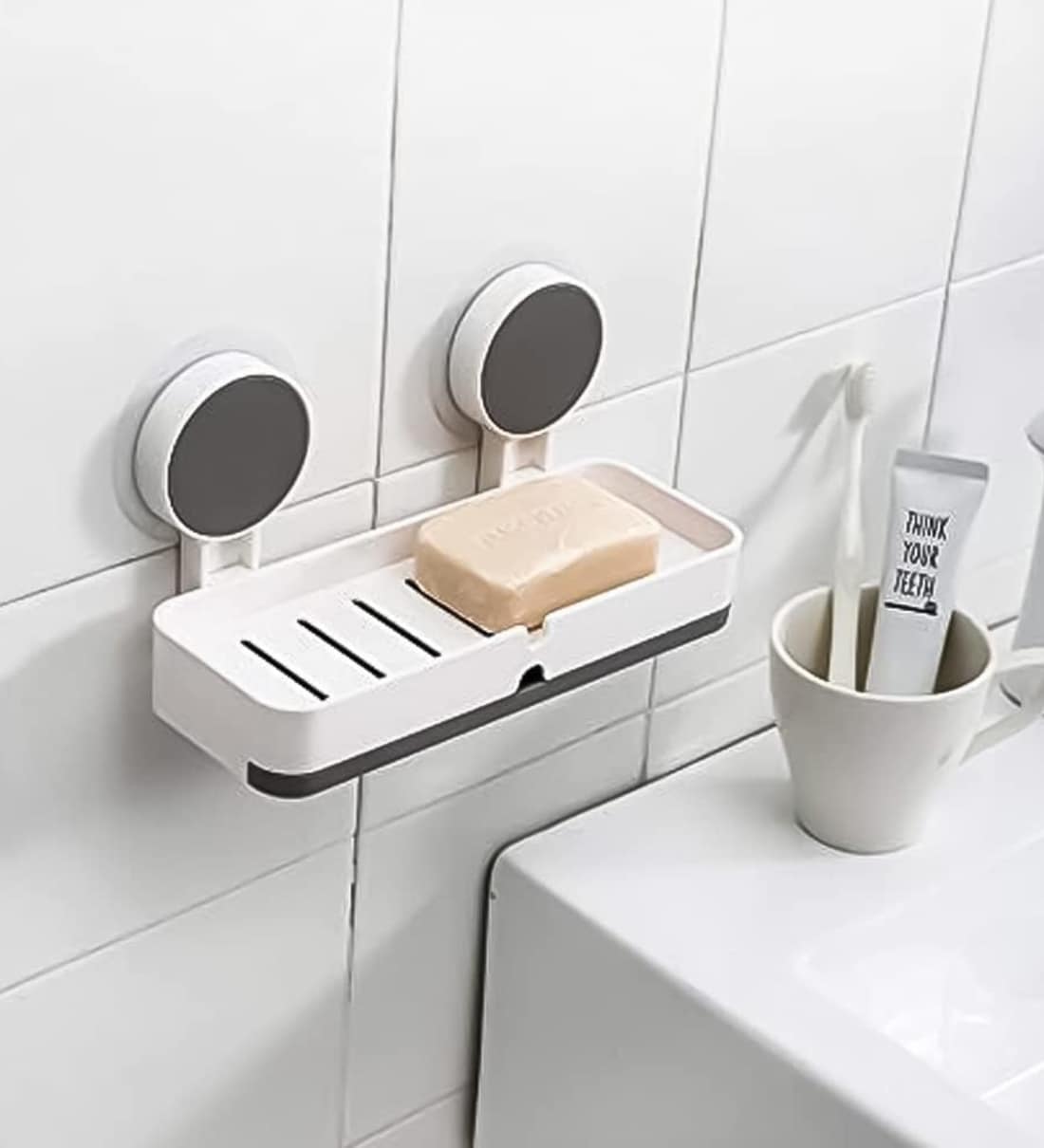 Self Adhesive Non-Drill Wall Mount Soap Holder With Removable Drain TrayShare By Regalo