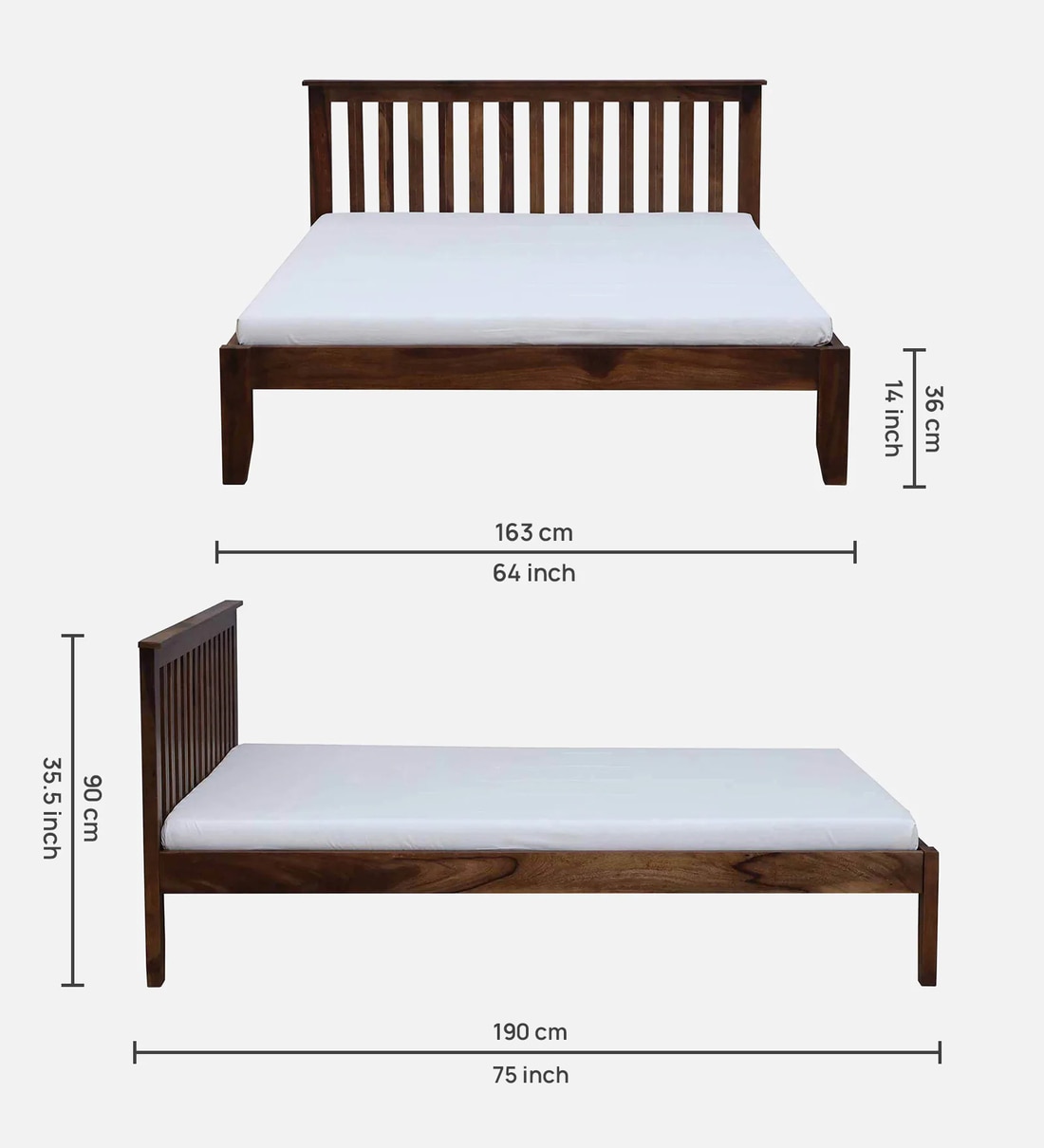 Eva Sheesham Wood Queen Size Bed ( 60 X 72 ) In Provincial Teak FinishShare By Woodsworth from Pepperfry