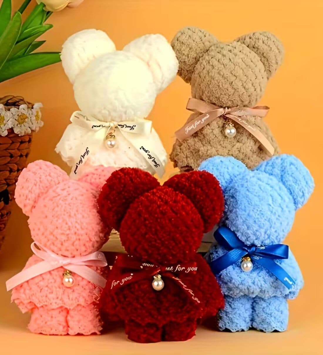 (1Pc) Assorted Teddy Bear Shaped Coral Fleece Soft Face TowelShare By Regalo