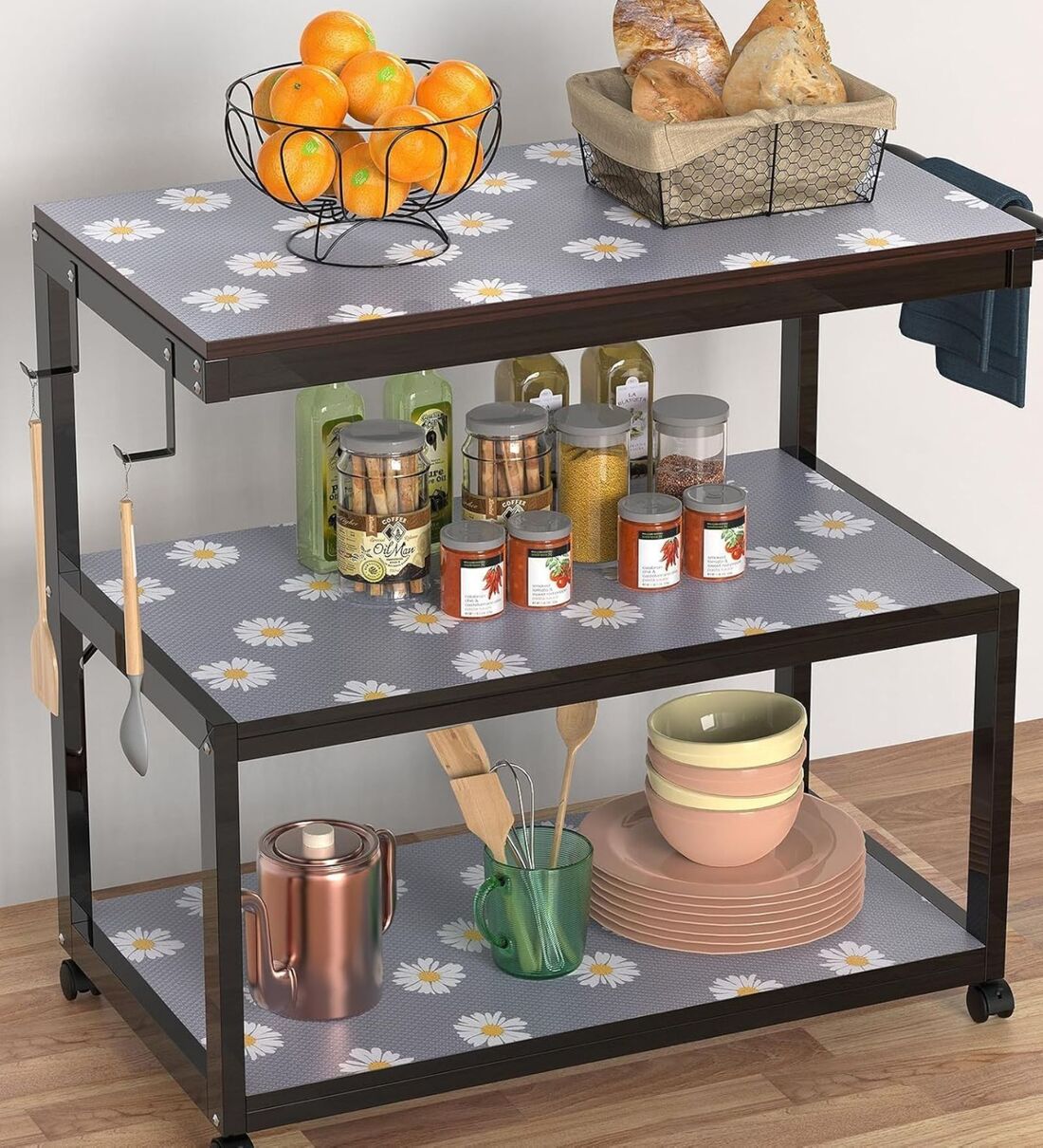Anti-Slip Fridge Mat Waterproof Shelf Liner Kitchen Drawer Cabinet Mat Non-Slip Table Mat Moisture-Proof Wardrobe Liner Washable Durable Roll (Printed, 45W x 125L cm )Share By Regalo