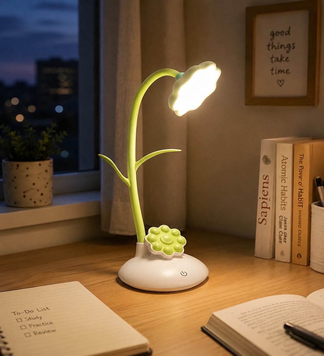 Acrylic Flower Plant LED  Study Lamp with Mobile Sticked HolderShare By Muren