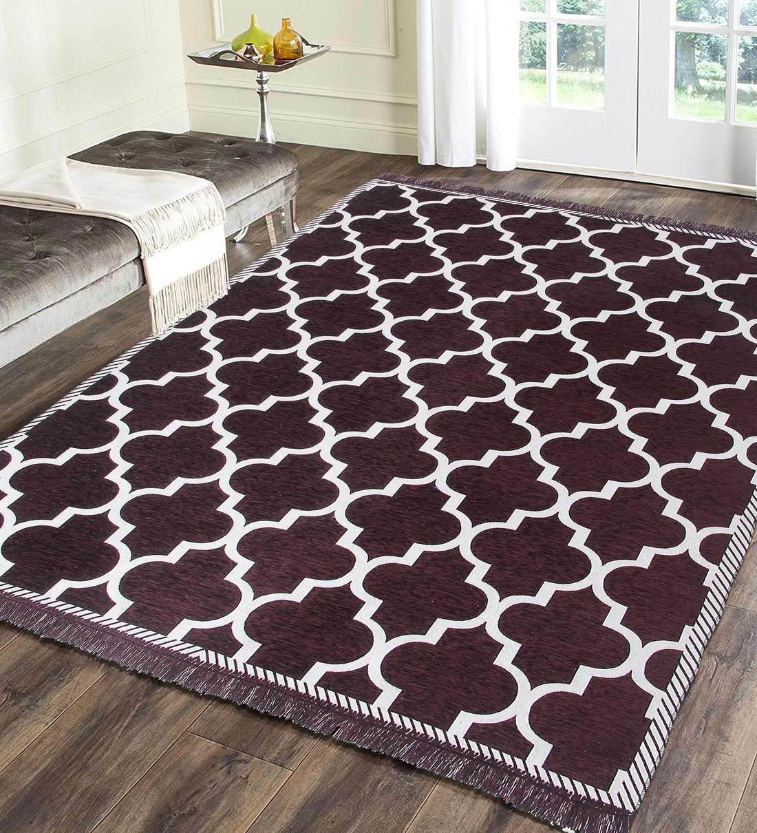 Brown Abstract Chenille 4 ft x 6 ft Machine Made CarpetShare By Braids