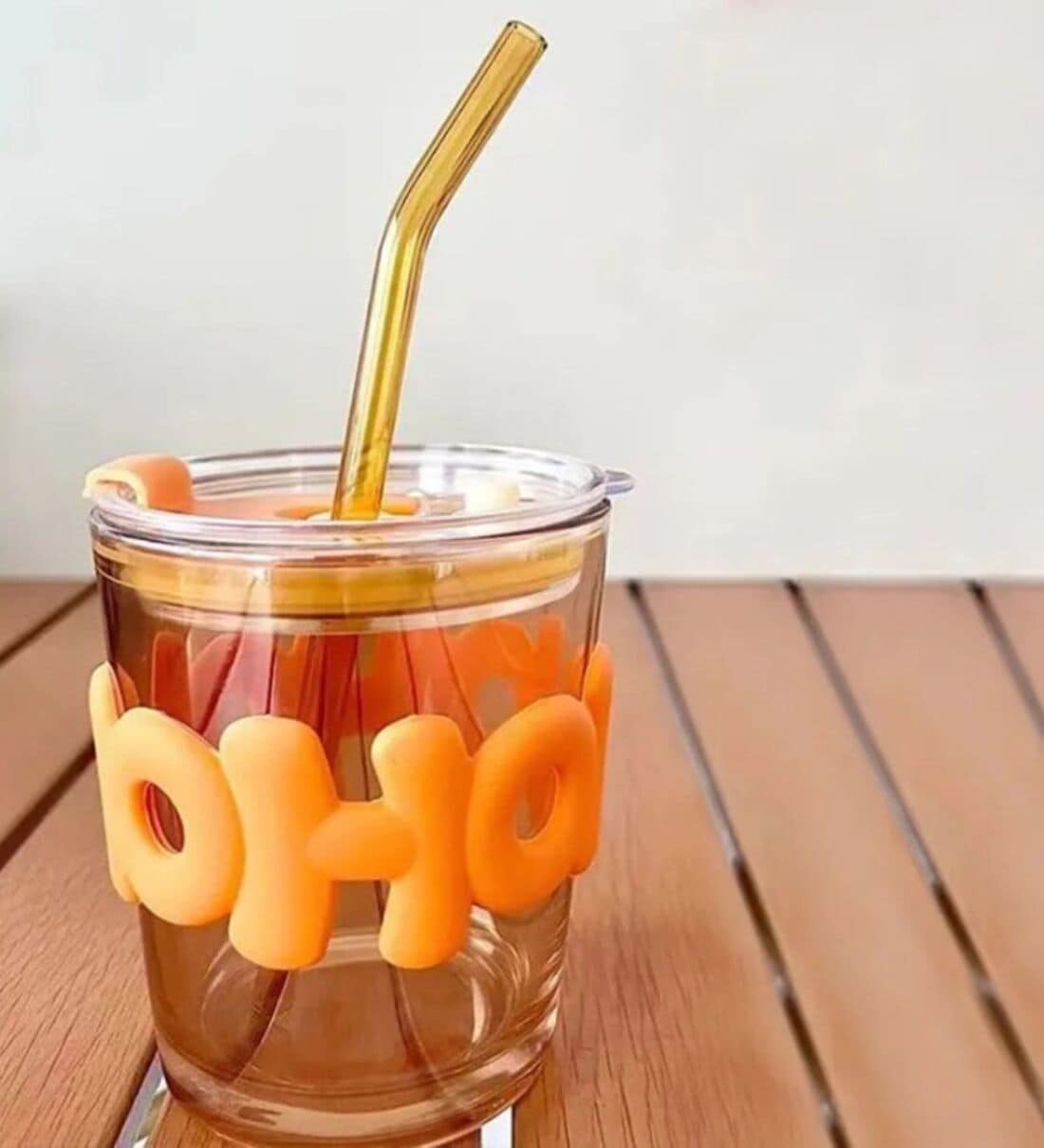 400ml Short Glass Tumbler with Straw & LidShare By Regalo