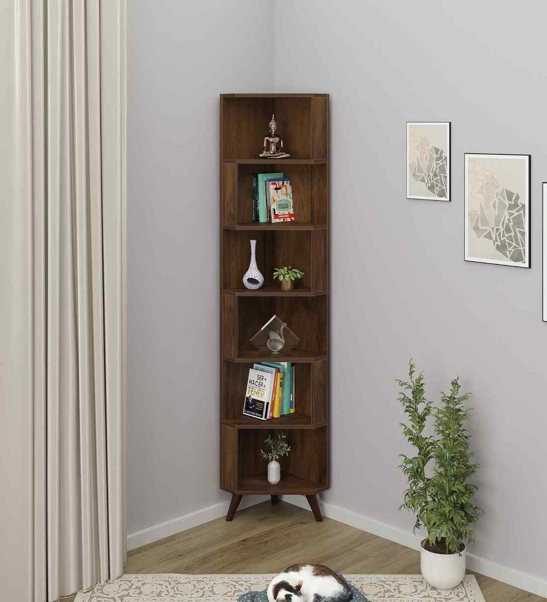 Veluno  Corner Bookshelf in Brown ColorShare By bluewud