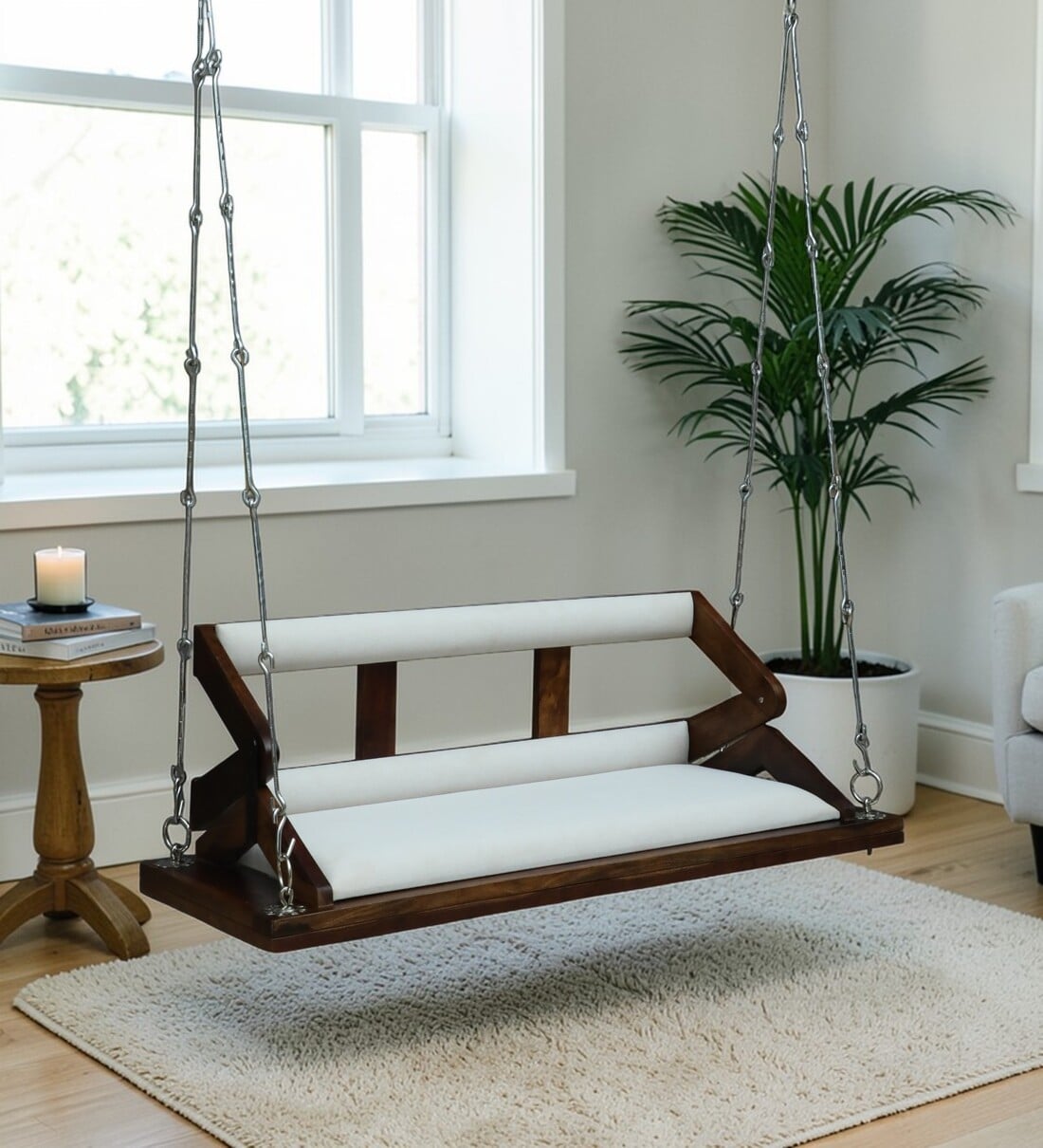 Ibiza Sheesham Wood 2 Seater Swing With Reversible Back In In Provincial Teak FinishShare By Woodsworth from Pepperfry