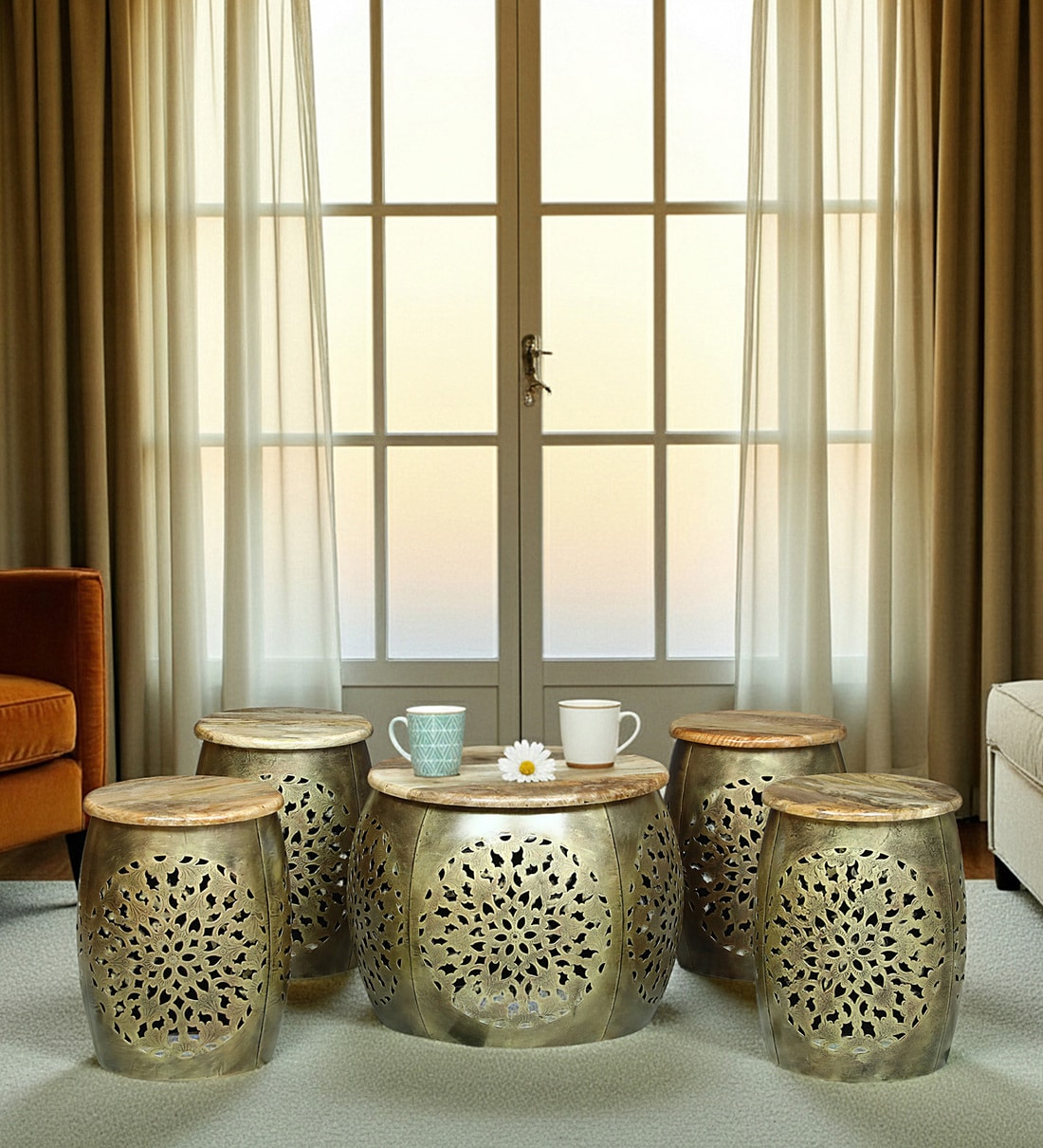 Bigard Metal Nesting Coffee Table Set (Set of 5)Share By Bohemiana from Pepperfry